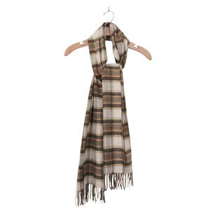 Aramita Campbell Scarf Adults One Size Brown Tartan Plaid Soft Cashmere Fringed